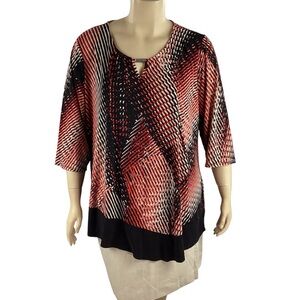 Avenue Abstract Print Tunic Top Keyhole Detail 22/24